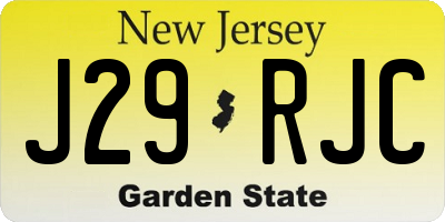 NJ license plate J29RJC