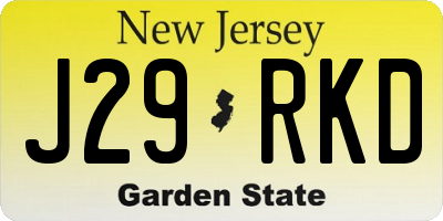 NJ license plate J29RKD