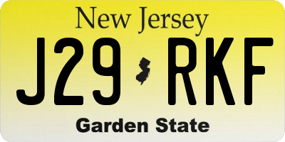 NJ license plate J29RKF