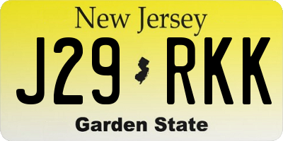 NJ license plate J29RKK