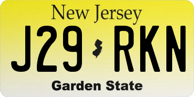 NJ license plate J29RKN