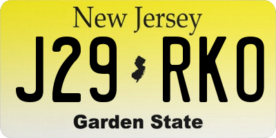 NJ license plate J29RKO