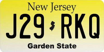 NJ license plate J29RKQ