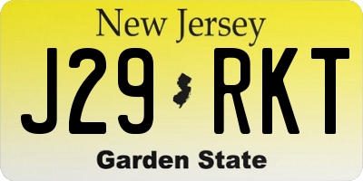 NJ license plate J29RKT