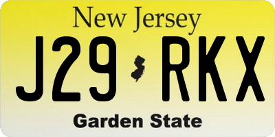 NJ license plate J29RKX