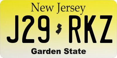 NJ license plate J29RKZ