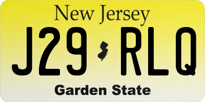 NJ license plate J29RLQ