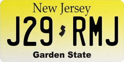 NJ license plate J29RMJ