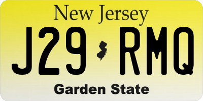 NJ license plate J29RMQ