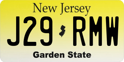 NJ license plate J29RMW