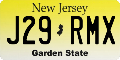 NJ license plate J29RMX