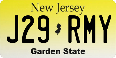 NJ license plate J29RMY