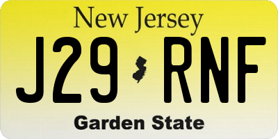 NJ license plate J29RNF