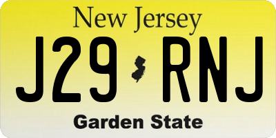 NJ license plate J29RNJ
