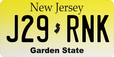 NJ license plate J29RNK