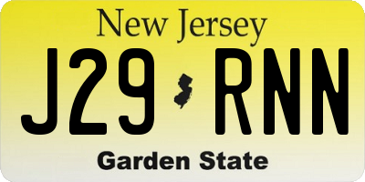 NJ license plate J29RNN