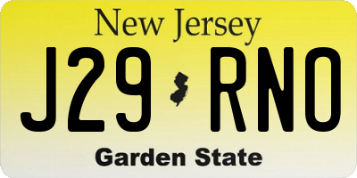 NJ license plate J29RNO