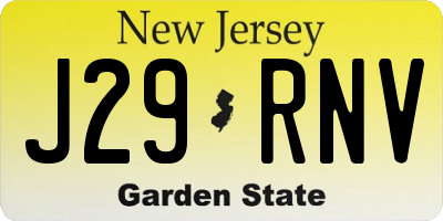 NJ license plate J29RNV