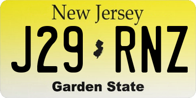 NJ license plate J29RNZ