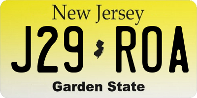NJ license plate J29ROA