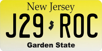 NJ license plate J29ROC