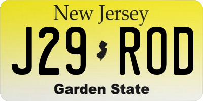 NJ license plate J29ROD