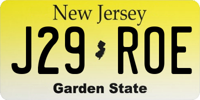 NJ license plate J29ROE