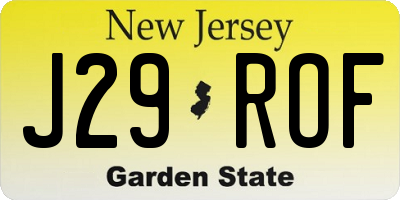 NJ license plate J29ROF