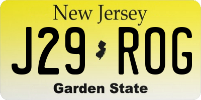 NJ license plate J29ROG