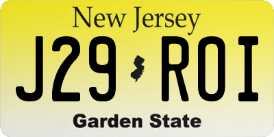 NJ license plate J29ROI