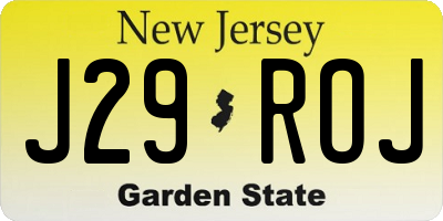 NJ license plate J29ROJ