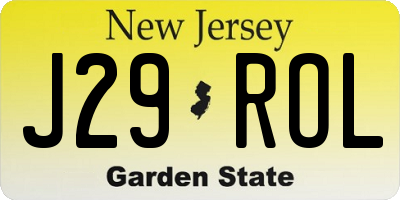 NJ license plate J29ROL