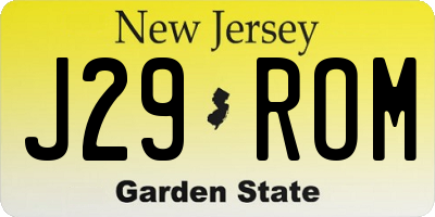 NJ license plate J29ROM