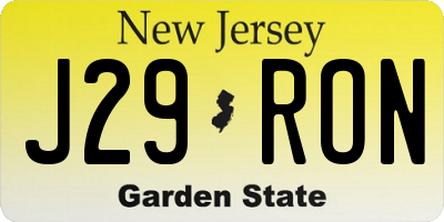 NJ license plate J29RON