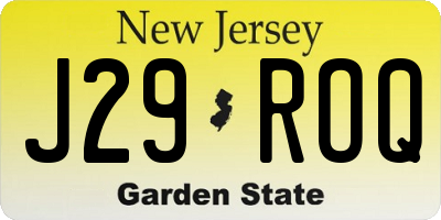 NJ license plate J29ROQ