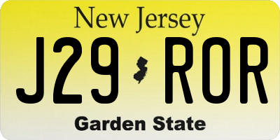 NJ license plate J29ROR