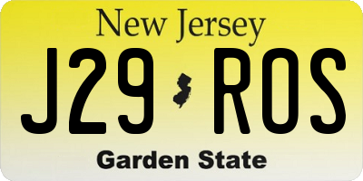 NJ license plate J29ROS