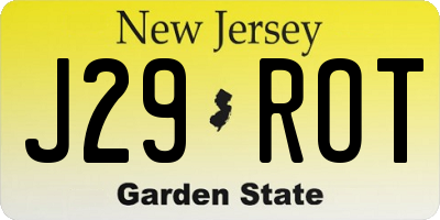 NJ license plate J29ROT