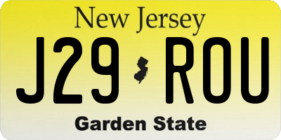 NJ license plate J29ROU
