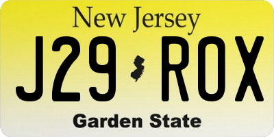NJ license plate J29ROX