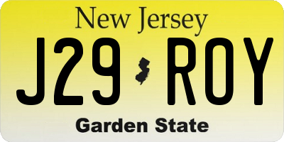 NJ license plate J29ROY