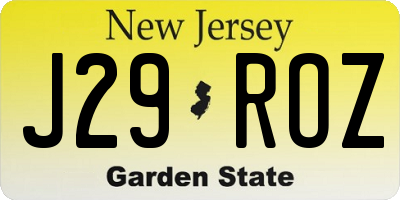 NJ license plate J29ROZ