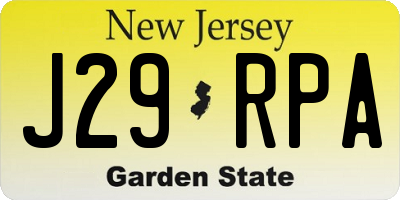 NJ license plate J29RPA