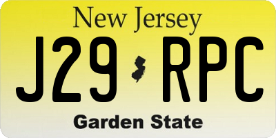 NJ license plate J29RPC