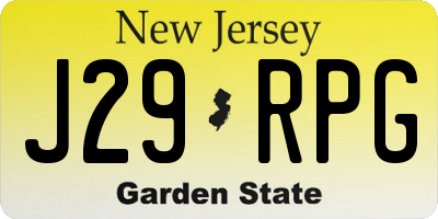 NJ license plate J29RPG