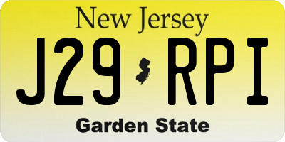 NJ license plate J29RPI