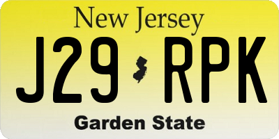 NJ license plate J29RPK