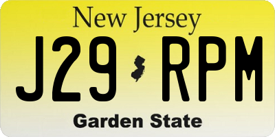 NJ license plate J29RPM