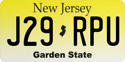 NJ license plate J29RPU