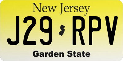 NJ license plate J29RPV